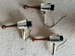 3 Tension Pole Lamp Mid Century Atomic - Sockets And Walnut Finials - Parts.