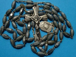Gorgeous Antique Rosary // Grey Glass Beads // 1880 - 1900