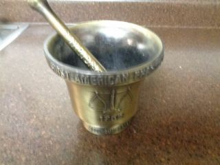 Schering Brass Apothecary Mortar Pestle Secundum Artem 1st American Pharmacy B5
