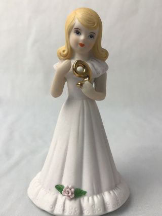 1981 Enesco Growing Up Birthday Girls Figurine Age 9 Blonde 4.  75 " H No Tag Or Box