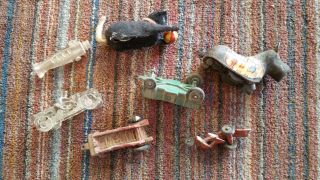 VINTAGE TOYS Glass Willys Jeep Tin Wind Up Cat Scotty Dog Rubber Farm Impliments 3