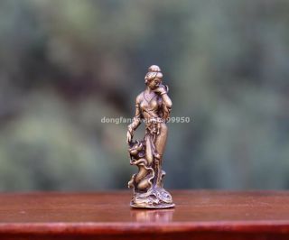 5 Cm China Copper Bronze Woman Femme Girl Lotus Flower Statue Pendant