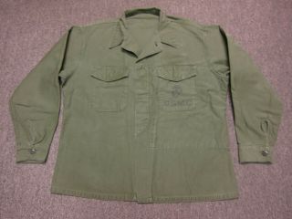 Vtg Vietnam Usmc Marine Corps Military P58 Fatigue Utility Shirt Jacket Og107 44