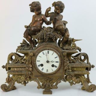 Antique French Mantel Clock Elaborate Case By P.  H.  Mourney Japy Freres Movement
