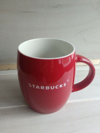Starbucks Coffee Mug 2011 Red Barrel White Etched Logo 14 Oz Christmas Gift Ln