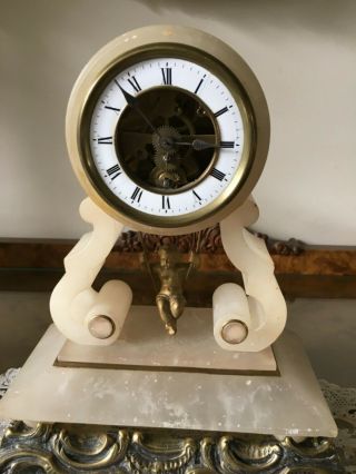 Antique French Echappement Brevete Mantle Clock 8 Day Gilt Metal