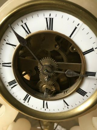 Antique French ECHAPPEMENT BREVETE Mantle Clock 8 Day Gilt Metal 2