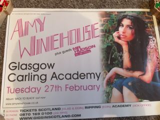 Amy Winehouse Hand Signed Concert Gig Poster @ Glasgow 2007 - Autograph