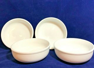 Vtg 1980s Set Of 4 Crate & Barrel White Bowls For Soup Chili Cereal
