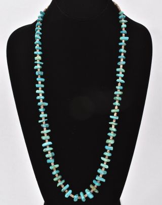 Vintage Chunky Turquoise Nugget Heishi Shell Native American 27 " Necklace