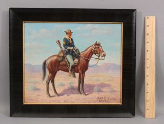 Robert Lindeaux Western Indian Wars Us Army Cavalry Soldier Oil Painting,  Nr