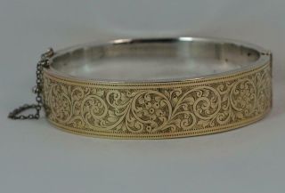 Vintage Sterling Silver And 9ct Gold Bangle