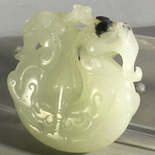 Old China natural jade hand - carved of jade double Dragon statue pendant C0332 3