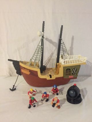 Vintage 1994 Fisher Price Great Adventures Pirate Ship 5 Figures&accessorie 7043