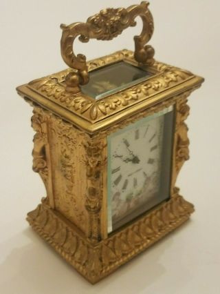 Antique Small French Carriage Clock,  Perfect.  - Made In France Ornate Gold