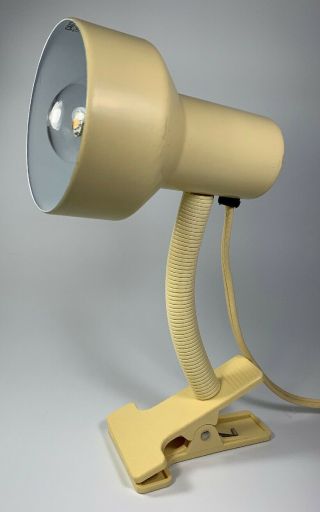 Vintage Industrial Laboratories Gooseneck Desk Lamp White Clamp On Cream Colored