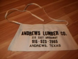 Old Stock Andrews Lumber Co Andrews Texas Carpenter Nail Cloth Apron