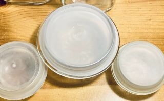 3 Vintage Clear Glass SQUARE ANCHOR HOCKING APOTHECARY/Candy Jars w/ Lids 3