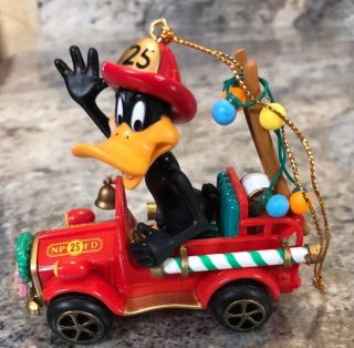 Matrix Looney Tunes Daffy Duck Fireman Fire Truck Christmas Tree Ornament