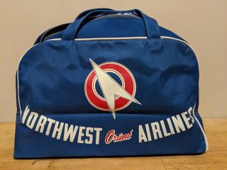 Vintage 1960s Northwest Orient Airline Duffel Stewardess Travel Bag