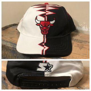 Vintage 90s Chicago Bulls Starter Shockwave Hat Snapback Cap Rare The Right Hat