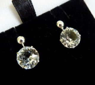 Vintage Art Deco Sterling Silver & Rock Crystal Earrings