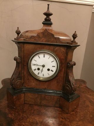 Antique Stunning Burr Walnut Cased Bracket/mantle Clock