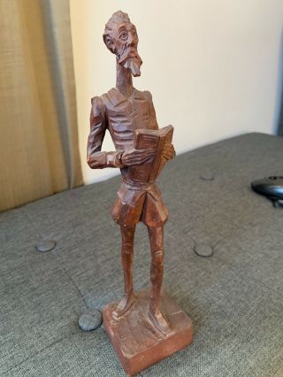 Vintage Ouro Artesania Carved Wood Don Quixote Statue Figure 576 - 1 Book