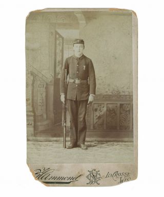 Indian Wars Cabinet Card Of Soldier Ided As Peter Olson - La Crosse,  Wisc