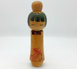 8 Inch Japanese Vintage Wooden Sosaku Kokeshi Doll Signed " Suigai Sato "