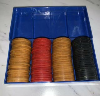 Vintage Bakelite Catalin Marbled Poker Chips Red Butterscotch Green Set Of 100