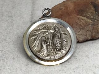 Vintage Religious Sterling Miraculous Virgin Mary Medal Pendant