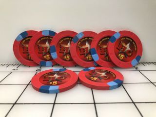 Rare The Ho $5 Red,  Set Of 8 Las Vegas Casino Chips