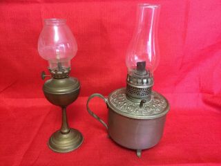 Antique Bradley & Hubbard Lamp Oil - Ornate Base Chimney,  Brass Pedestal 2