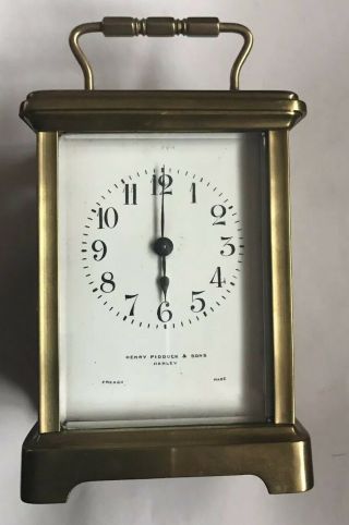 Vintage Brass French Made Carriage Clock Henry Pidduck And Sons Hanley
