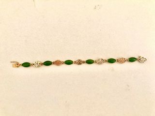 Vintage Sterling Silver Jade Bracelet With Chinese Characters