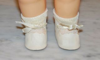 Vintage Terri Lee Doll Clothing - Terri Lee 16 " White Oilcloth Shoes And Socks