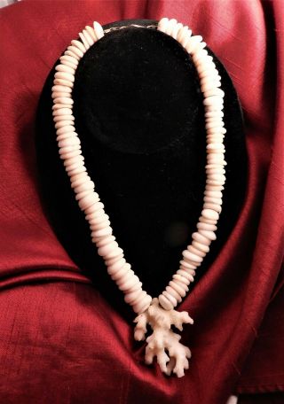 Vintage Large Puka Shell & White Branch Coral Necklace