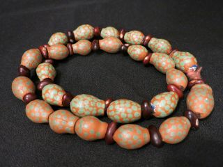 Vintage Australian Aboriginal Hand Made Painted Gum Nuts Ininti Seeds Necklace