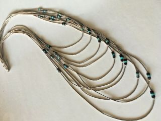 Vintage Liquid Silver Necklace Turquoise Sterling Silver Navajo Native American