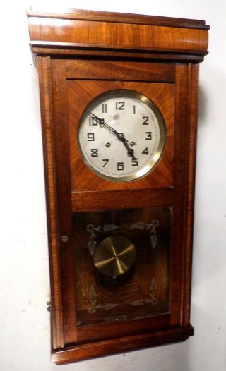 1899 Victorian Walnut German Gustav Becker Striking Regulator Wall Clock