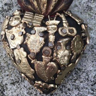 HEARTS - Mexican Milagro Heart - Hand Crafted Wood Milagro Folk Art Heart 2