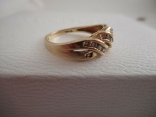 VTG Solid 10K Yellow Gold and Diamond Ring Twisted Style Band 6.  5mm SZ 7 2