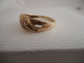 VTG Solid 10K Yellow Gold and Diamond Ring Twisted Style Band 6.  5mm SZ 7 3