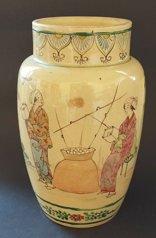 Japanese Satsuma Vintage Victorian Meiji Period Oriental Antique Large Vase