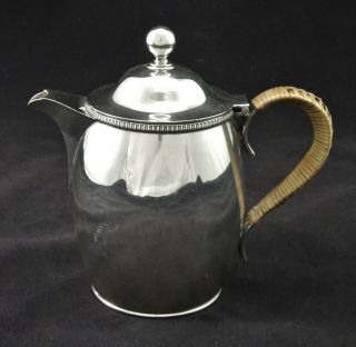 Vintage Small Hot Water Jug Pot Mirror Finish Ornate Reed Handle Silver Plated