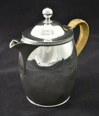 VINTAGE SMALL HOT WATER JUG POT MIRROR FINISH ORNATE REED HANDLE SILVER PLATED 2