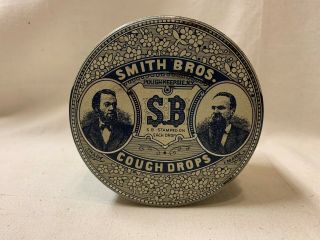Smith Bros S.  B.  Cough Drops Tin Container Vintage Collectible