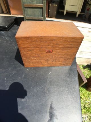 Vintage Weis Wooden Oak Recipe Box W/original Cards Label Intact Dovetailed
