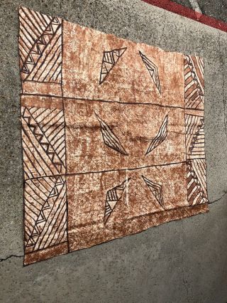 Vintage Siapo Samoan Bark Cloth Authentic Polynesian Tapa Wall Art 5’ X 5.  7’